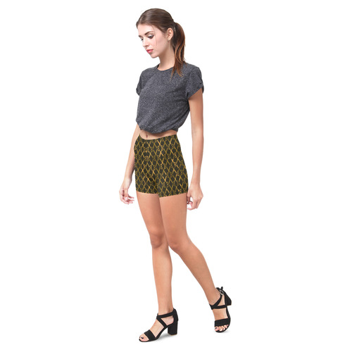 Golden Brown Scissor Stripes Briseis Skinny Shorts (Model L04)