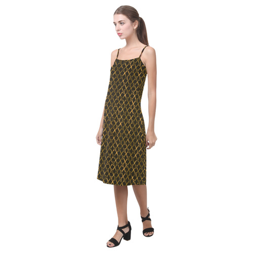 Golden Brown Scissor Stripes Alcestis Slip Dress (Model D05)