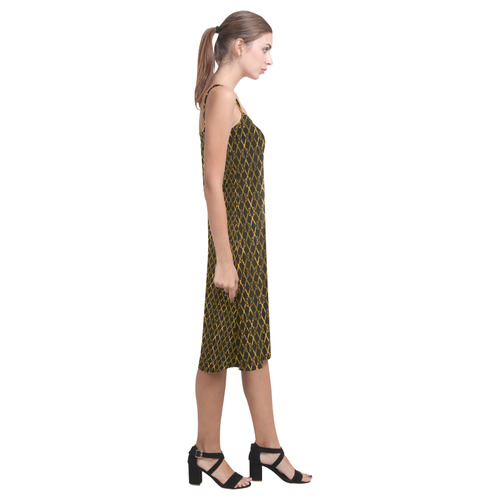 Golden Brown Scissor Stripes Alcestis Slip Dress (Model D05)