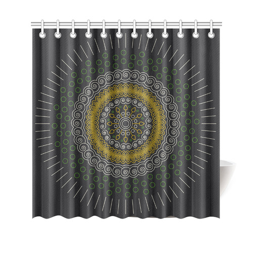 green with yellow mandala circular Shower Curtain 69"x70"