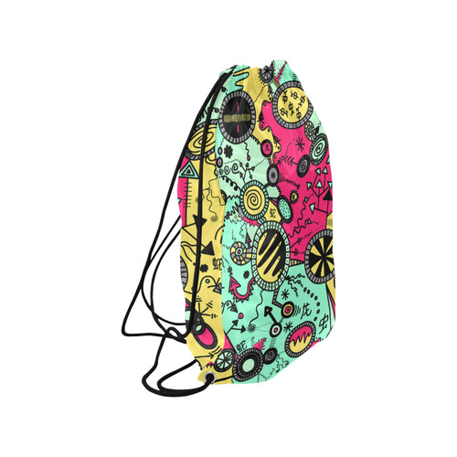 Comic Doodle Illustration in Colour Small Drawstring Bag Model 1604 (Twin Sides) 11"(W) * 17.7"(H)