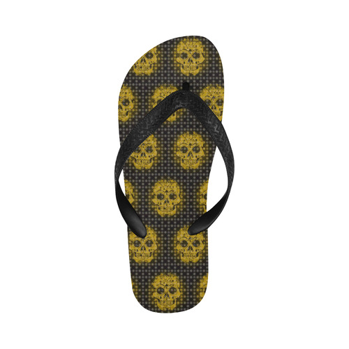 skulls and dotts,golden by JamColors Flip Flops for Men/Women (Model 040)