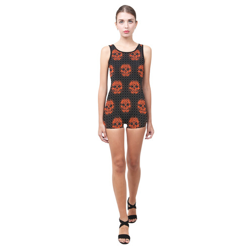 skulls and dotts, orange by JamColors Classic One Piece Swimwear (Model S03)