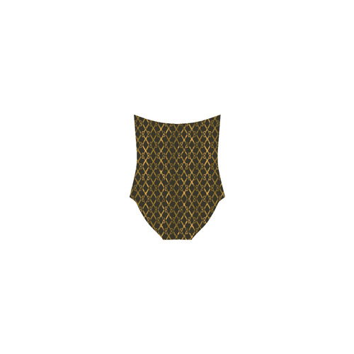 Golden Brown Scissor Stripes Strap Swimsuit ( Model S05)