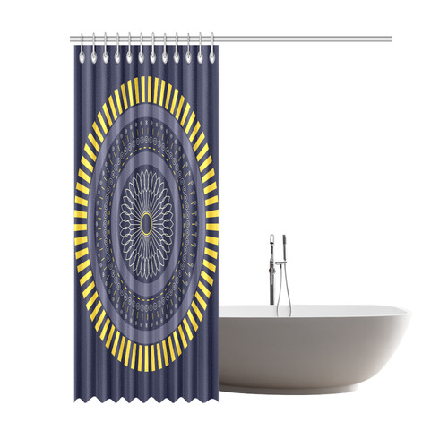 blue zen mandala circle Shower Curtain 69"x84"