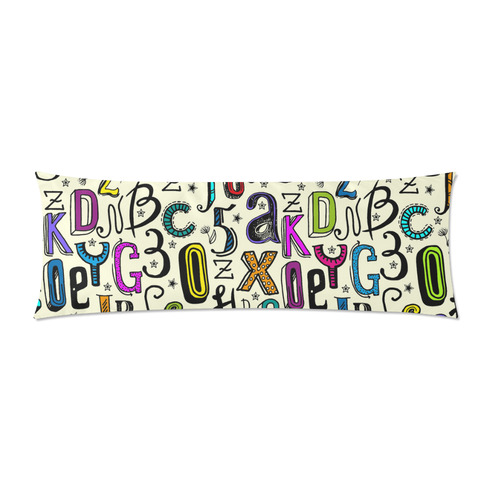 Letters Numbers Stars Typography Pattern Colored Custom Zippered Pillow Case 21"x60"(Two Sides)