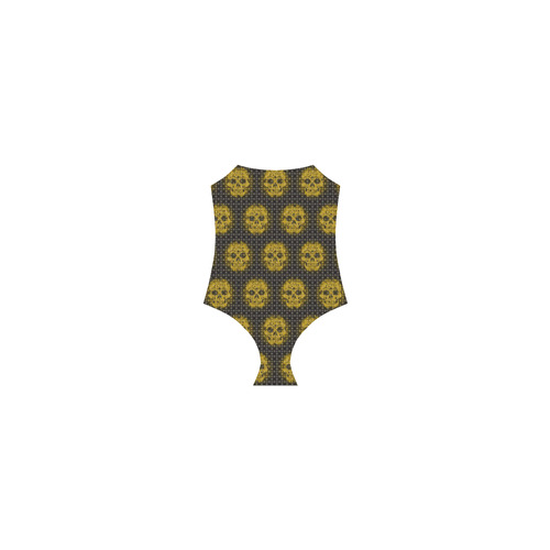 skulls and dotts,golden by JamColors Strap Swimsuit ( Model S05)