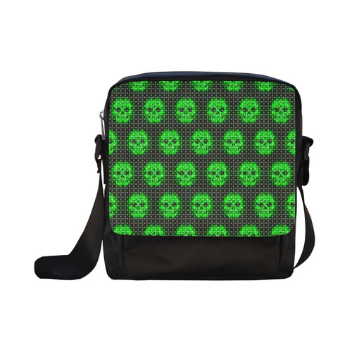 skulls and dotts, green by JamColors Crossbody Nylon Bags (Model 1633)