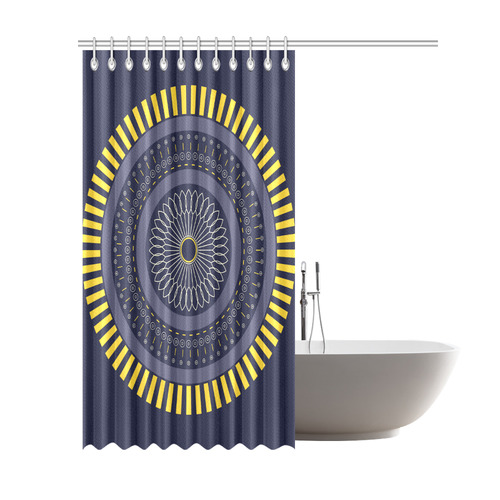 blue zen mandala circle Shower Curtain 69"x84"