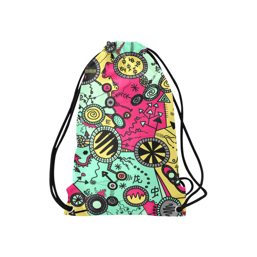 Comic Doodle Illustration in Colour Small Drawstring Bag Model 1604 (Twin Sides) 11"(W) * 17.7"(H)