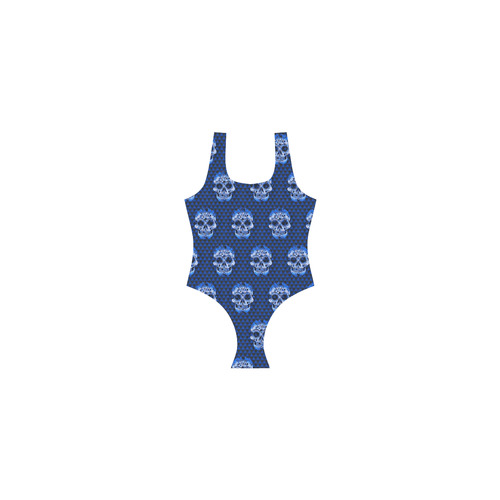 Skull pattern 517 E by JamColors Vest One Piece Swimsuit (Model S04)