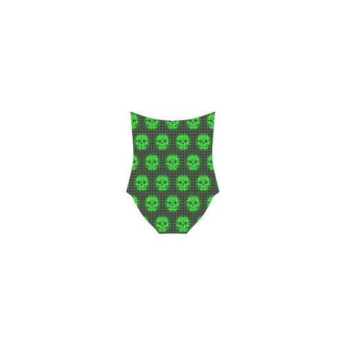 skulls and dotts, green by JamColors Strap Swimsuit ( Model S05)