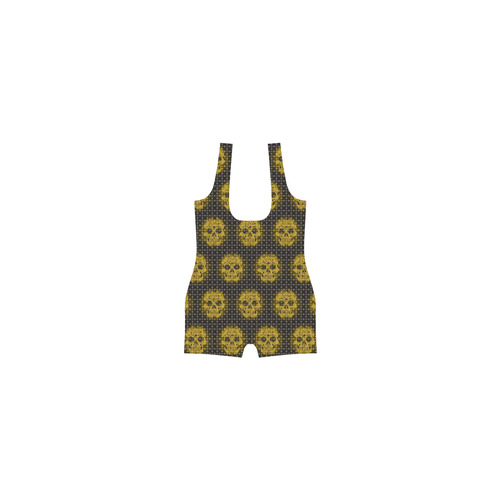 skulls and dotts,golden by JamColors Classic One Piece Swimwear (Model S03)