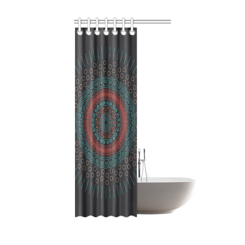 red with green mandala circular Shower Curtain 36"x72"