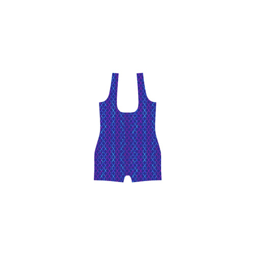 Scissor Stripes - Blue and Purple Classic One Piece Swimwear (Model S03)