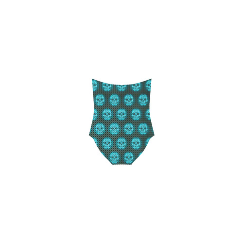 skulls and dotts,aqua by JamColors Strap Swimsuit ( Model S05)