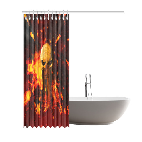 Amazing skull with fire Shower Curtain 69"x84"