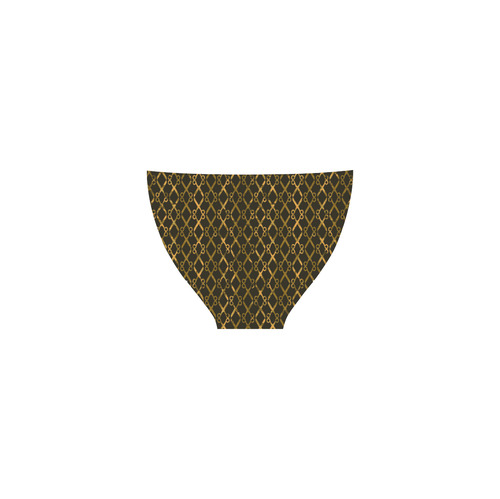 Golden Brown Scissor Stripes Custom Bikini Swimsuit (Model S01)