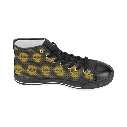 skulls and dotts,golden by JamColors Women's Classic High Top Canvas Shoes (Model 017)