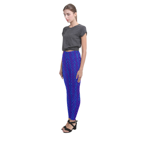 Scissor Stripes - Blue and Purple Cassandra Women's Leggings (Model L01)
