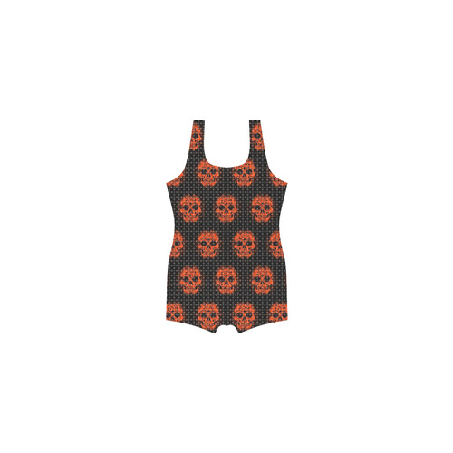 skulls and dotts, orange by JamColors Classic One Piece Swimwear (Model S03)
