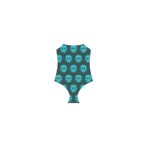 skulls and dotts,aqua by JamColors Strap Swimsuit ( Model S05)