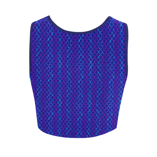 Scissor Stripes - Blue and Purple Women's Crop Top (Model T42)