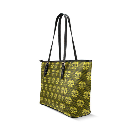Skull pattern 517 C by JamColors Leather Tote Bag/Small (Model 1640)