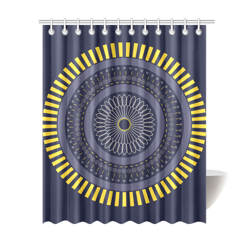 blue zen mandala circle Shower Curtain 69"x84"