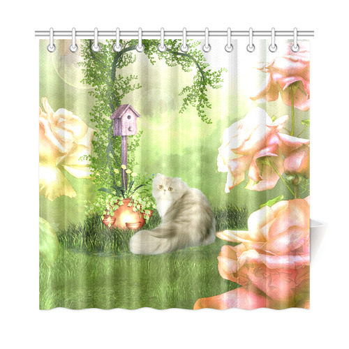 Cute cat in a garden Shower Curtain 72"x72"