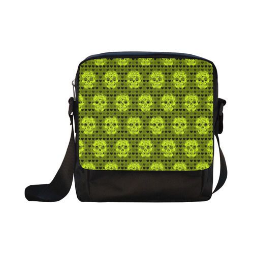 skulls and hearts,yellow by JamColors Crossbody Nylon Bags (Model 1633)