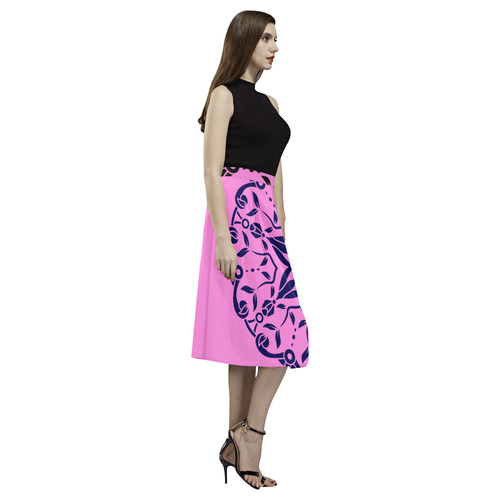 Luxury designers Skirt with Mandala / PINK BLUE Aoede Crepe Skirt (Model D16)