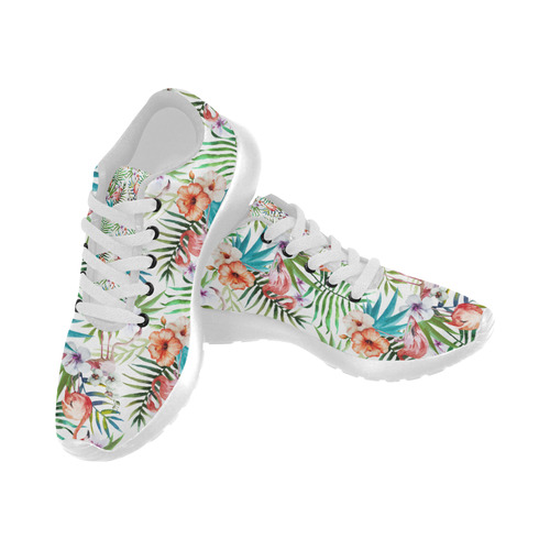 Tropical Paradise Ferns and Flamingos Women’s Running Shoes (Model 020)