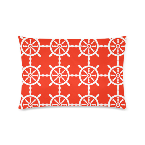 Nautical Ship Wheel Red and White Custom Rectangle Pillow Case 16"x24" (one side)