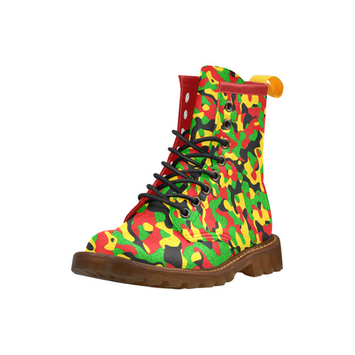 Rastafari Camouflage Pattern Green Yellow red Blac High Grade PU Leather Martin Boots For Men Model 402H