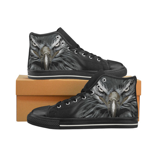 Strong EAGLE Face black Women's Classic High Top Canvas Shoes (Model 017)