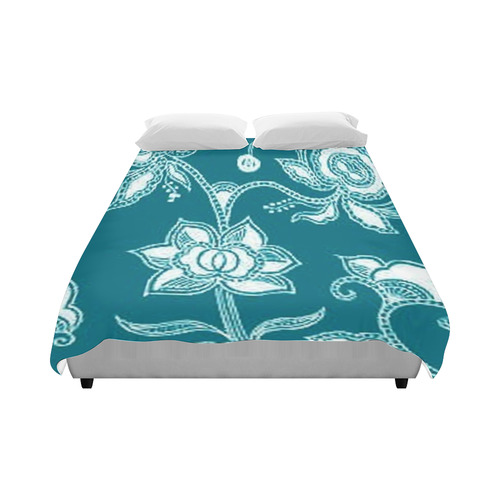 Turquoise Floral Duvet Cover 86"x70" ( All-over-print)