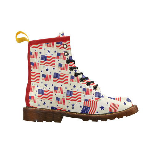 Flag Of The USA grungy style Pattern High Grade PU Leather Martin Boots For Men Model 402H