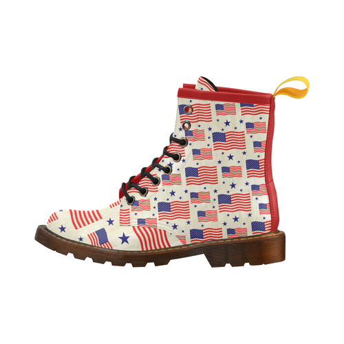 Flag Of The USA grungy style Pattern High Grade PU Leather Martin Boots For Women Model 402H
