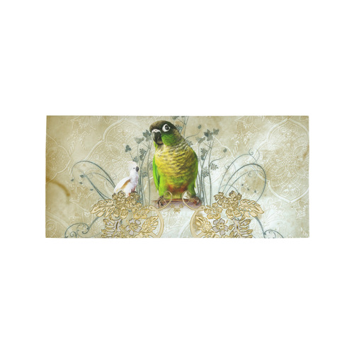 Sweet parrot with floral elements Area Rug 7'x3'3''