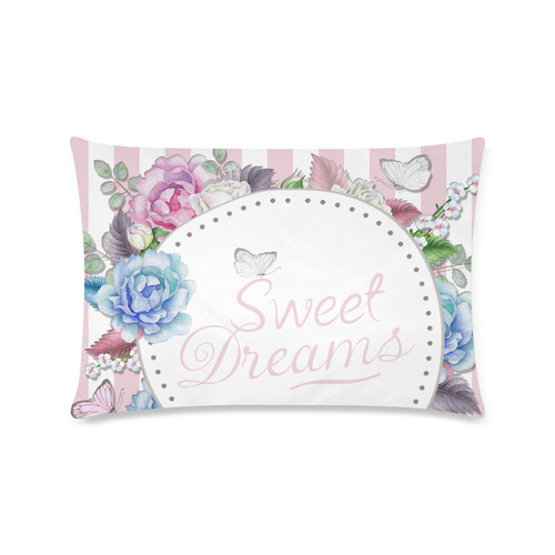 Sweet Dreams Pink Floral Custom Rectangle Pillow Case 16"x24" (one side)