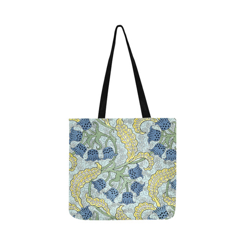 Blue Yellow Art Deco Floral Reusable Shopping Bag Model 1660 (Two sides)