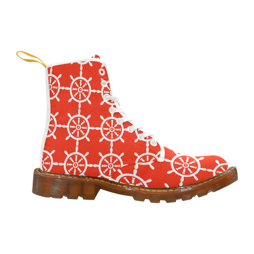 Ships Wheel Red and White Martin Boots For Women Model 1203H