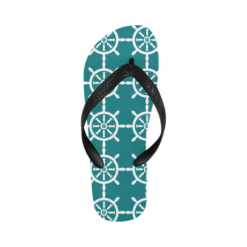 Nautical Ship Wheel Flip Flops for Men/Women (Model 040)