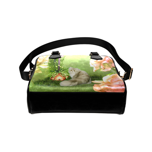 Cute cat in a garden Shoulder Handbag (Model 1634)