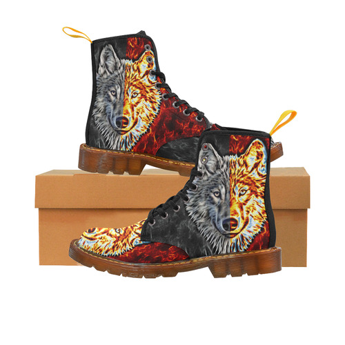 A Graceful WOLF Looks Into Your Eyes Two-colored Martin Boots For Women Model 1203H