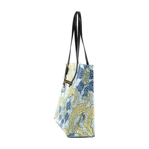 Blue Yellow Art Deco Floral Euramerican Tote Bag/Small (Model 1655)