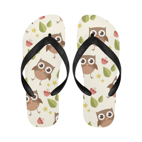 Modern Retro Owl Pattern Flip Flops for Men/Women (Model 040)