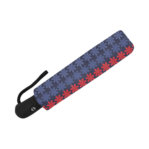 Blue With Red Floral Geometric Tile Auto-Foldable Umbrella (Model U04)