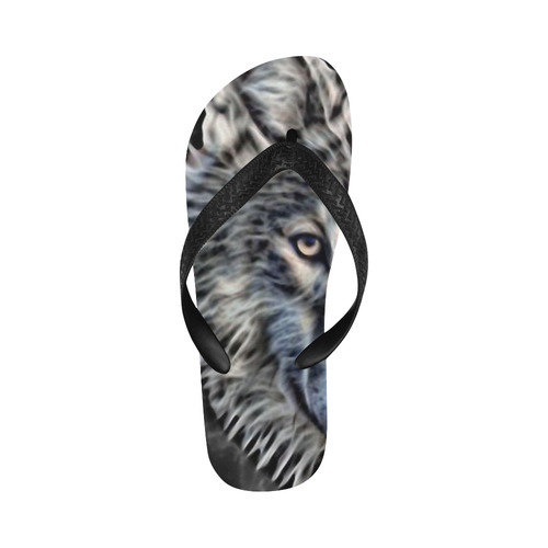 A Graceful WOLF Looks Into Your Eyes Two-colored Flip Flops for Men/Women (Model 040)